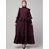 Frill abaya with double sleeves design- wine color